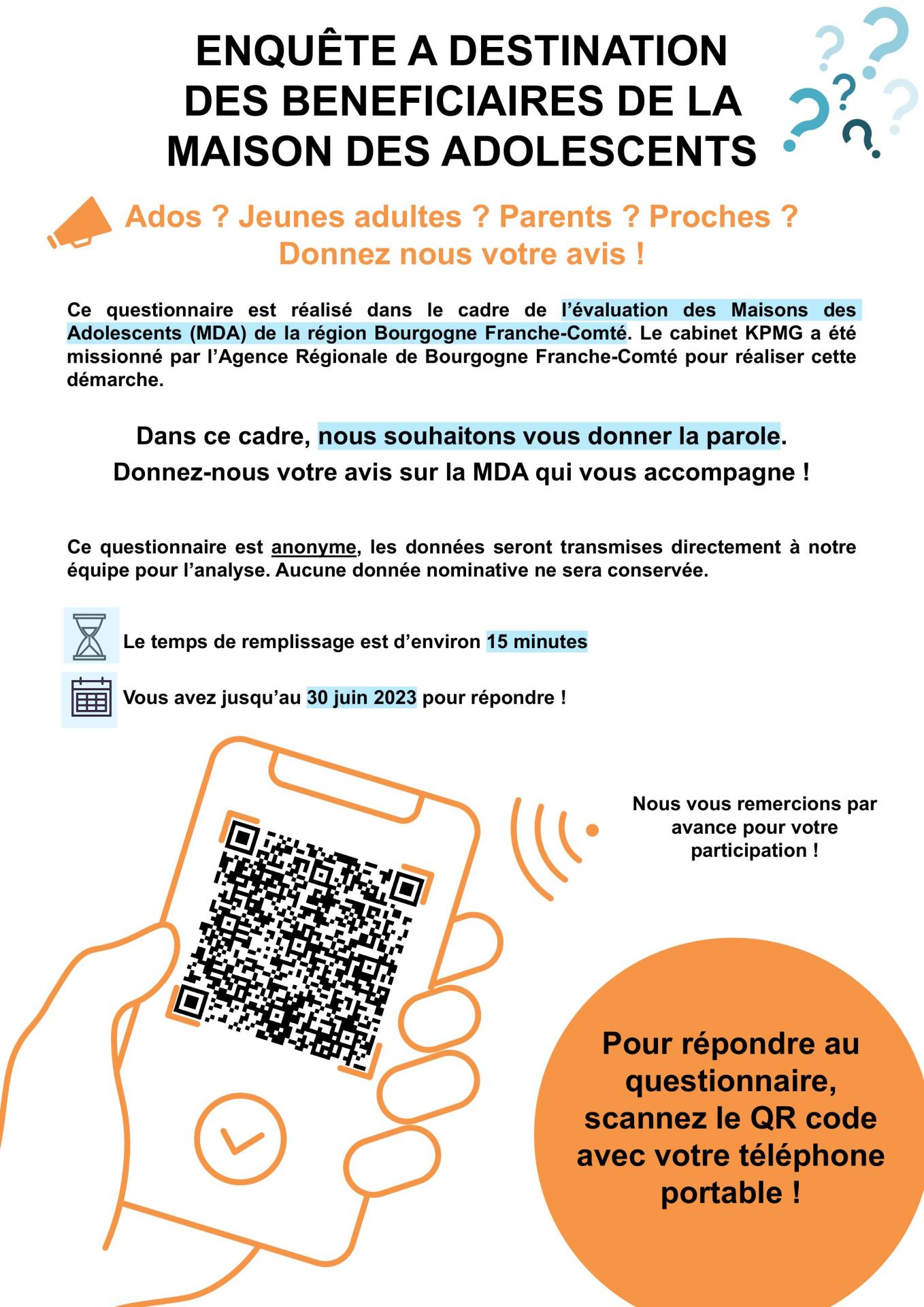 EVALUATION des Maisons des Adolescents : QUESTIONNAIRE